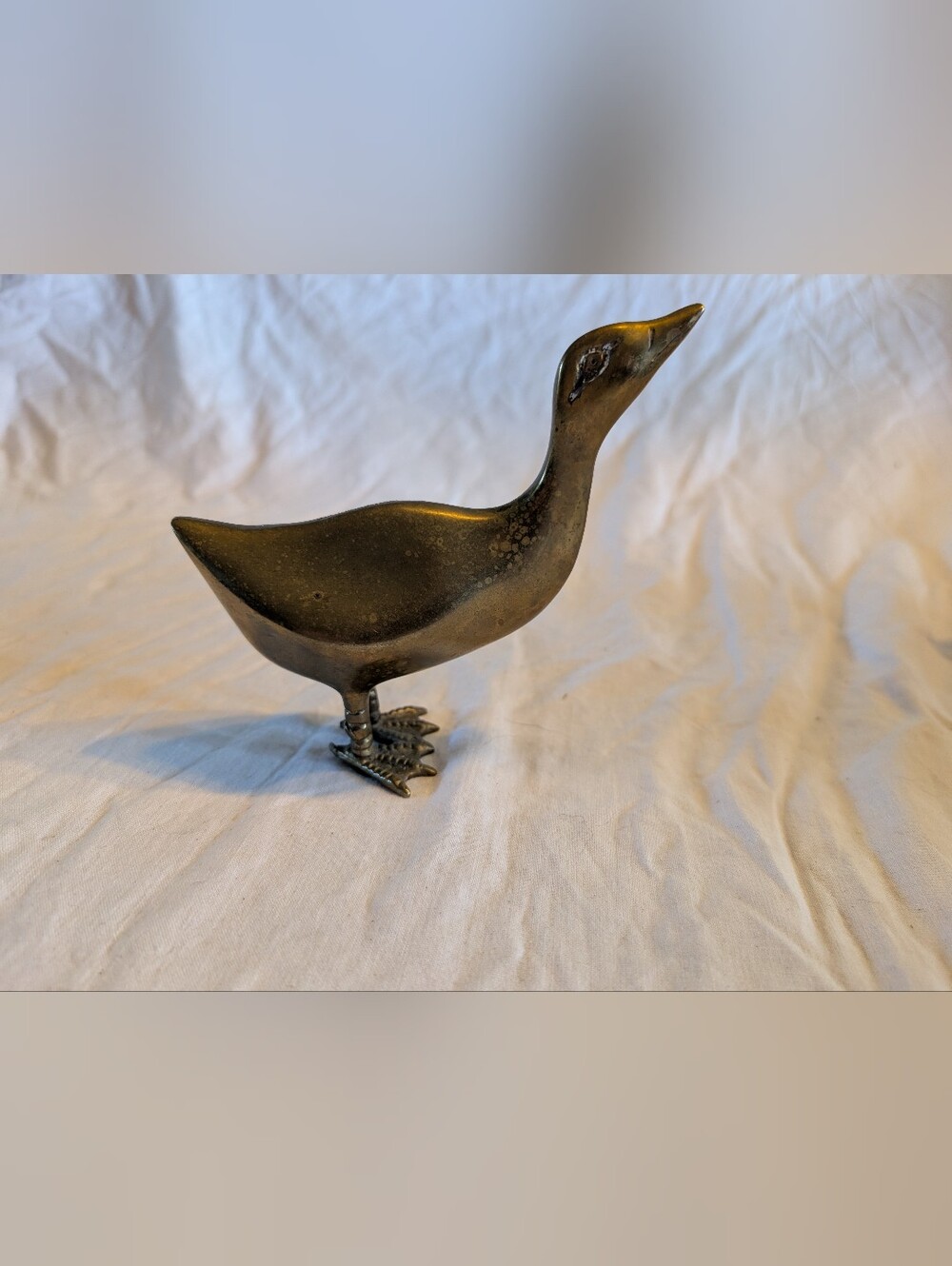 2/80$ Vintage Brass Duck Figurine in Warm Gold Tone